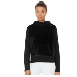 Alo Yoga Black Velvet Velour Sweatshirt Hoodie Large